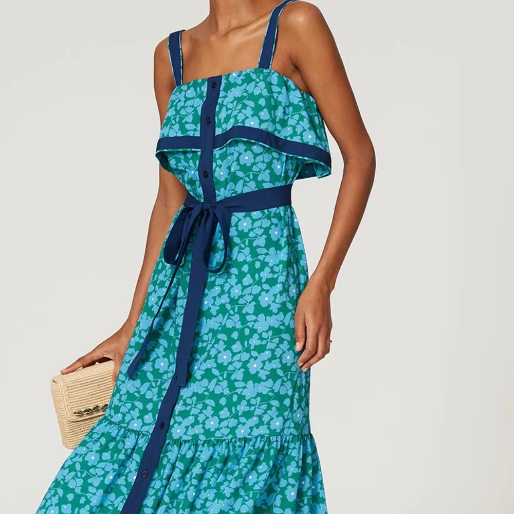 Derek Lam Blue and Green Floral Dress Size 42/6